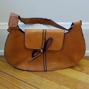 Leather purse with shoulder strap